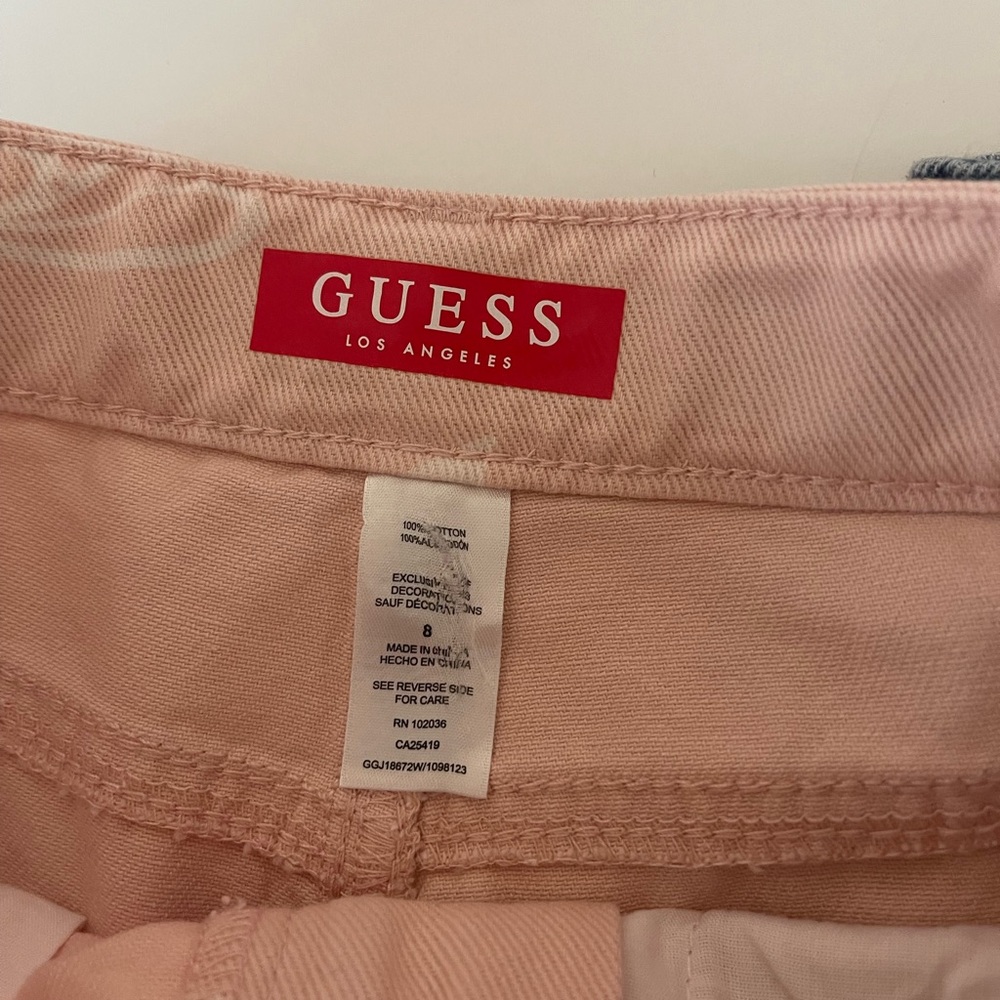 Girl’s Guess Pink & Blue Jean Denim Shorts Size 7 & 8 EUC - Picture 3 of 4